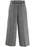 Pt01 Houndstooth Cropped Trousers - Black