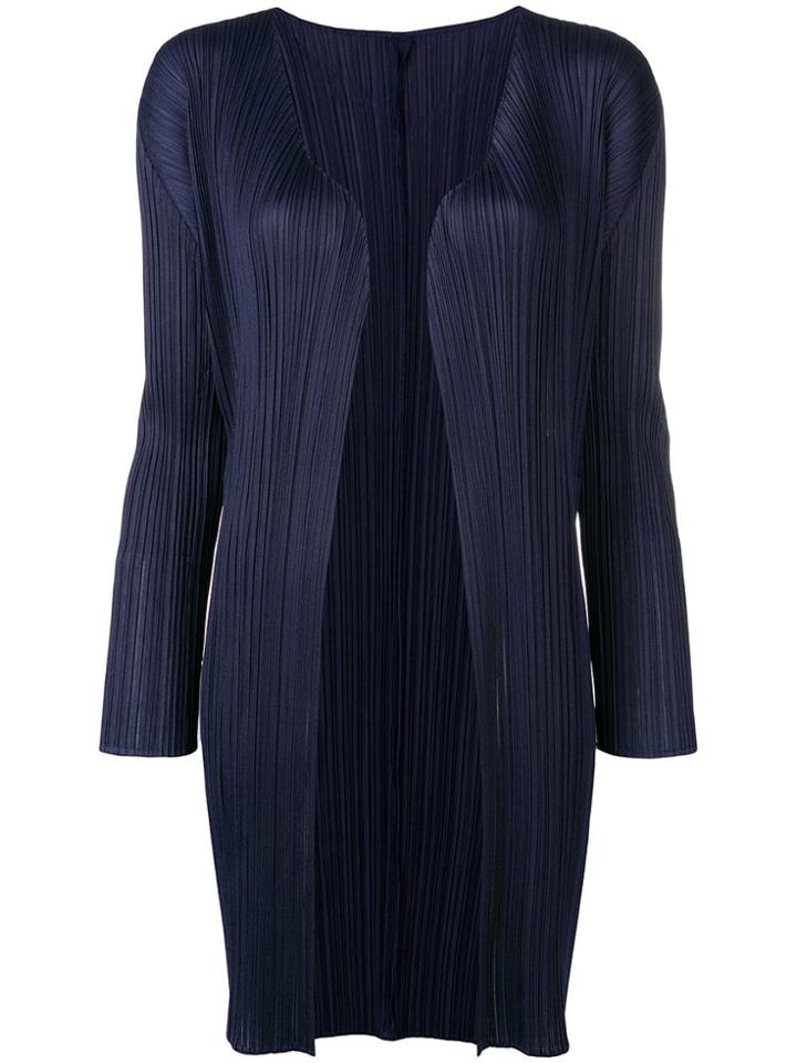 Pleats Please By Issey Miyake Pleated Open-front Coat - Blue