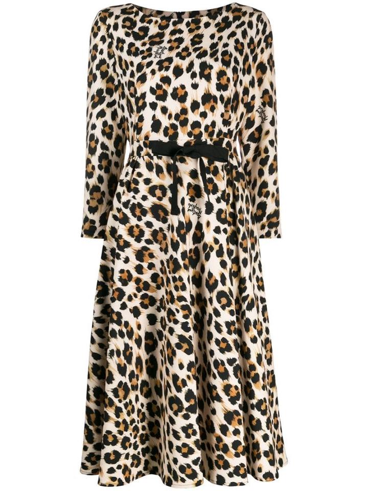 Boutique Moschino Leopard Print Midi Dress - Brown