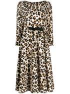 Boutique Moschino Leopard Print Midi Dress - Brown