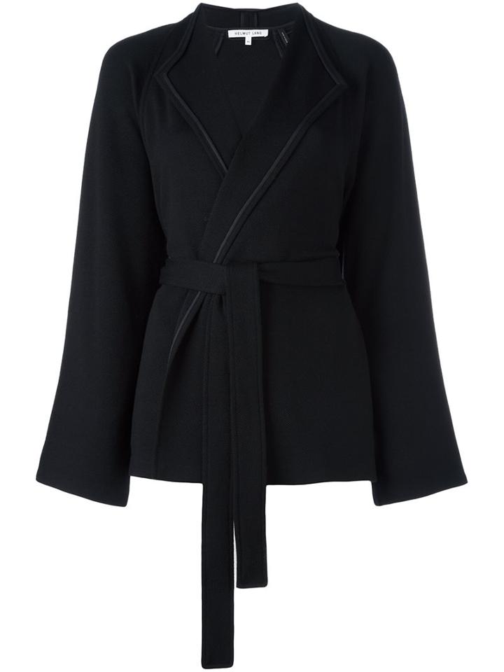 Helmut Lang Belted Jacket, Women's, Size: Large, Black, Silk/wool