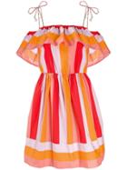 Twin-set Striped Ruffle Dress - Orange