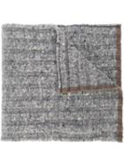 Brunello Cucinelli Ribbed Scarf, Men's, Grey, Polyamide/cashmere/virgin Wool