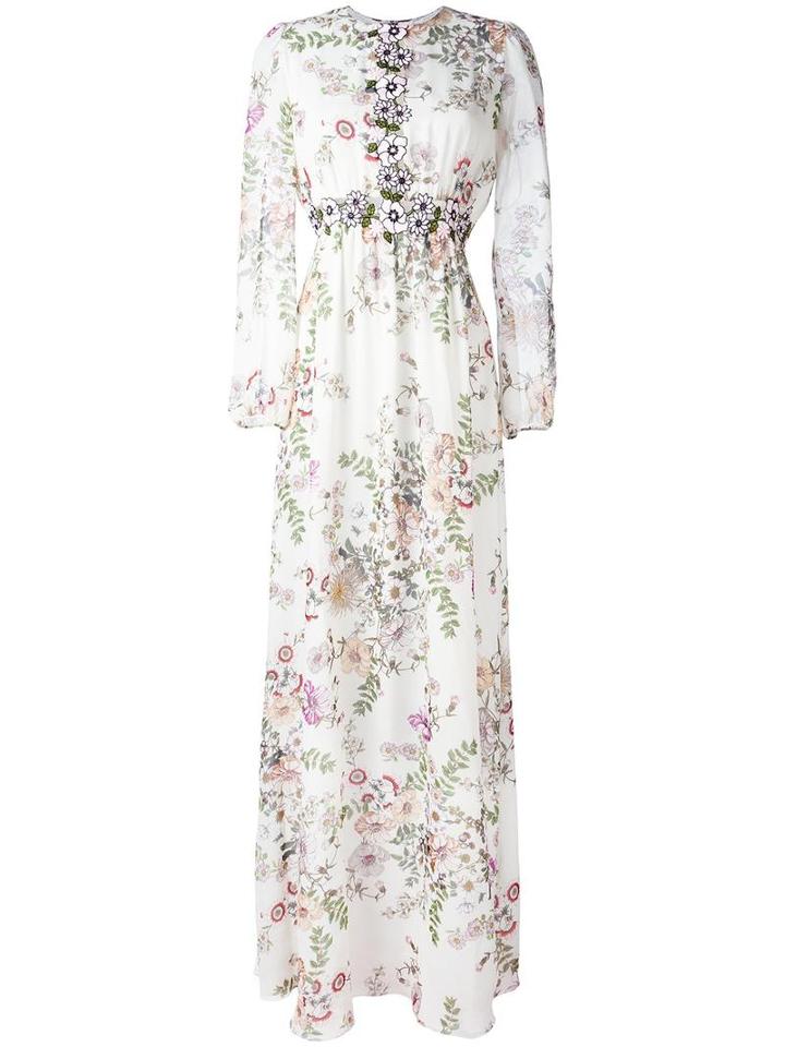 Giambattista Valli Floral Print Flared Dress, Women's, Size: 42, Nude/neutrals, Silk/polyamide/polyester/cotton