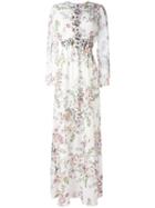 Giambattista Valli Floral Print Flared Dress, Women's, Size: 42, Nude/neutrals, Silk/polyamide/polyester/cotton