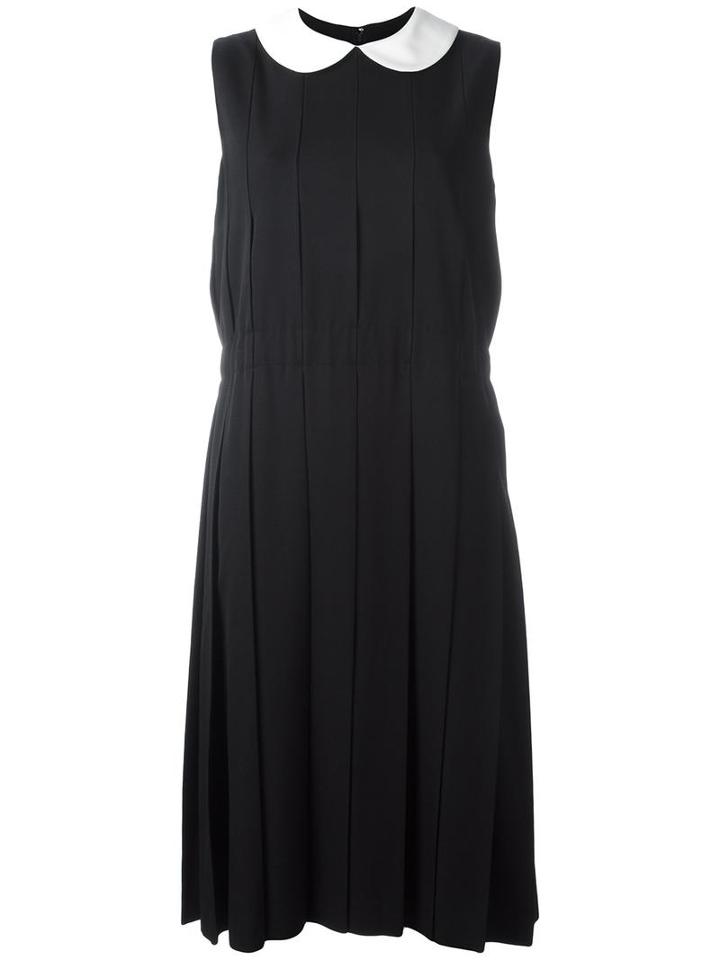 Comme Des Garçons Comme Des Garçons Peter Pan Collar Pleated Dress, Women's, Size: Small, Black, Cupro/wool/silk