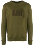 Ami Paris Crewneck Sweatshirt Big Ami Embroidered Patch - Green