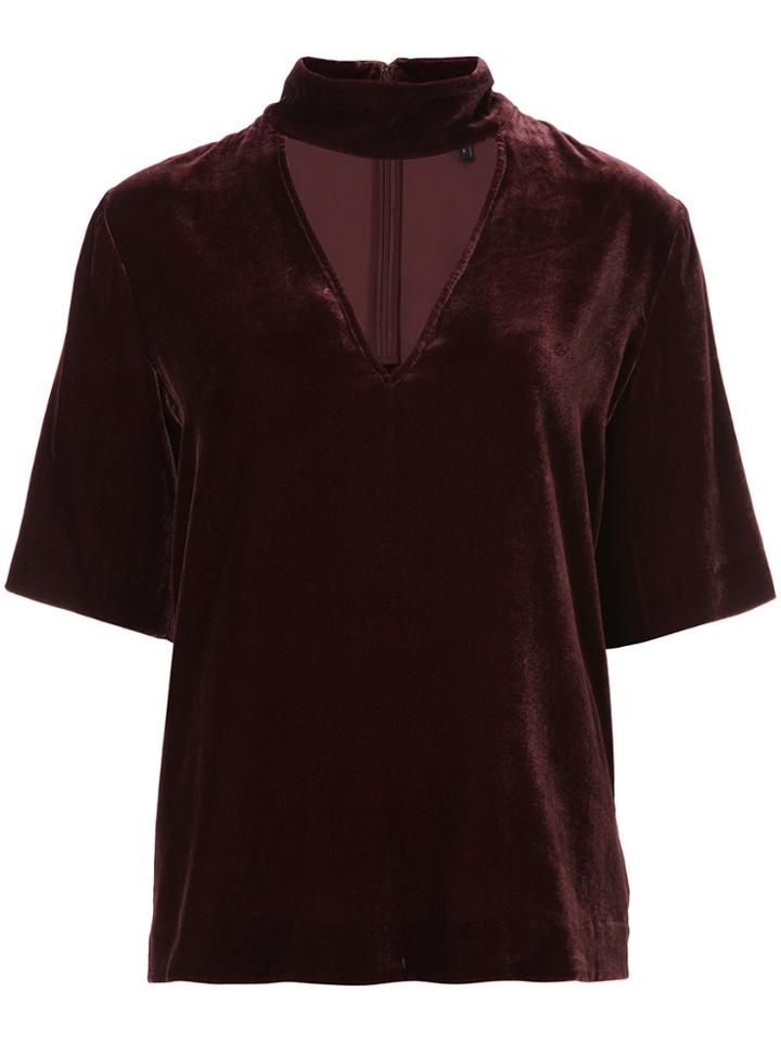 Theory V-neck Choker Top - Red