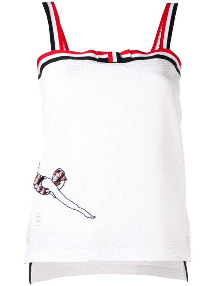 Thom Browne Sequin Icon Bow Tie Camisole - White