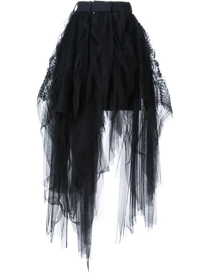 Vera Wang Asymmetric Tulle Skirt, Women's, Size: 2, Black, Viscose/nylon