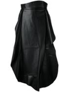 A.w.a.k.e. - Pleated Skirt - Women - Leather/polyester - 38, Black, Leather/polyester