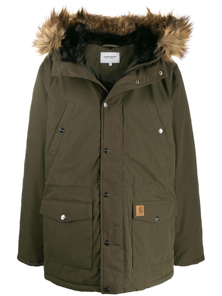 Carhartt Wip Logo Patch Parka Coat - Green