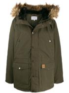 Carhartt Wip Logo Patch Parka Coat - Green