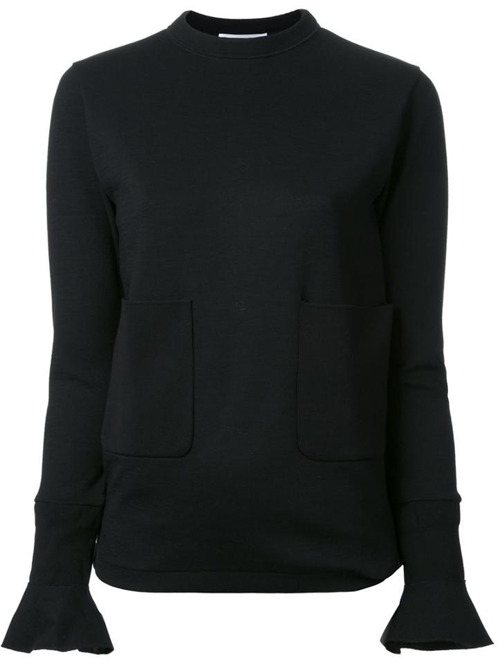 Toga Patch Pocket Jersey Pullover, Women's, Black, Polyester/wool