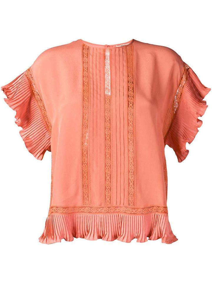 Twin-set Lace Insert Half Sleeve Top - Pink & Purple