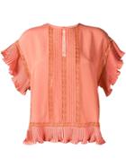 Twin-set Lace Insert Half Sleeve Top - Pink & Purple