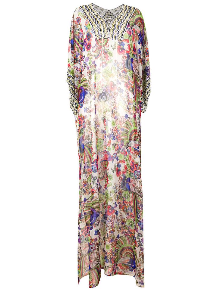 Roberto Cavalli Floral Print Maxi Dress, Women's, Size: 42, Pink/purple, Silk/polyester/viscose