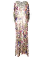 Roberto Cavalli Floral Print Maxi Dress, Women's, Size: 42, Pink/purple, Silk/polyester/viscose