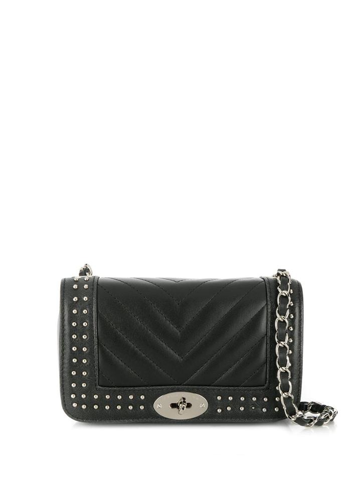 Marc Ellis Kaias Studded Chevron Shoulder Bag - Black