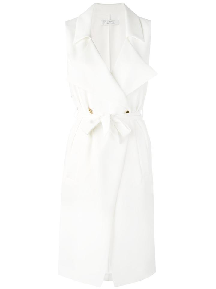 Versace Collection - Sleeevless Double Breasted Dress - Women - Polyester - 40, White, Polyester