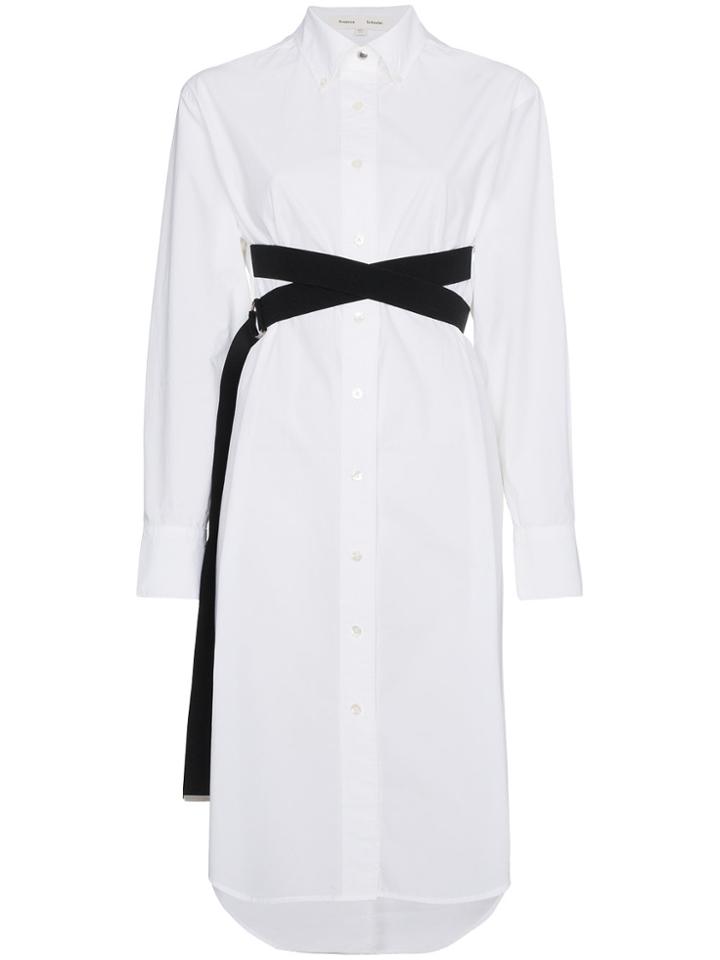 Proenza Schouler Pswl Long Sleeve Collared Shirt Dress - White