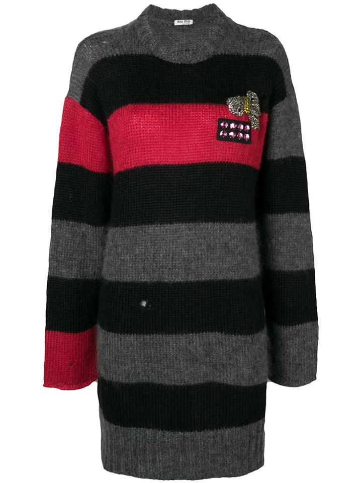 Miu Miu Striped Knit Dress - Black