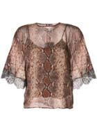 Twin-set Snakeskin Print T-shirt - Brown