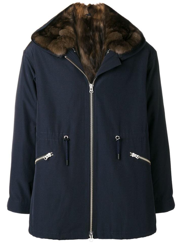 Liska Lined Hooded Short Coat - Blue