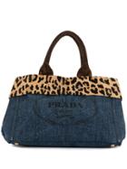 Prada Pre-owned Canapa Leopard Detail Tote - Blue