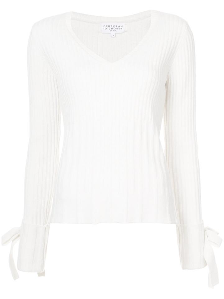 Derek Lam 10 Crosby V-neck Sweater With Sleeve Tie Detail - White