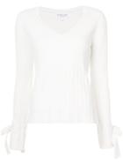 Derek Lam 10 Crosby V-neck Sweater With Sleeve Tie Detail - White