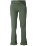 7 For All Mankind Flared Cropped Jeans, Women's, Size: 28, Green, Cotton/polyester/spandex/elastane