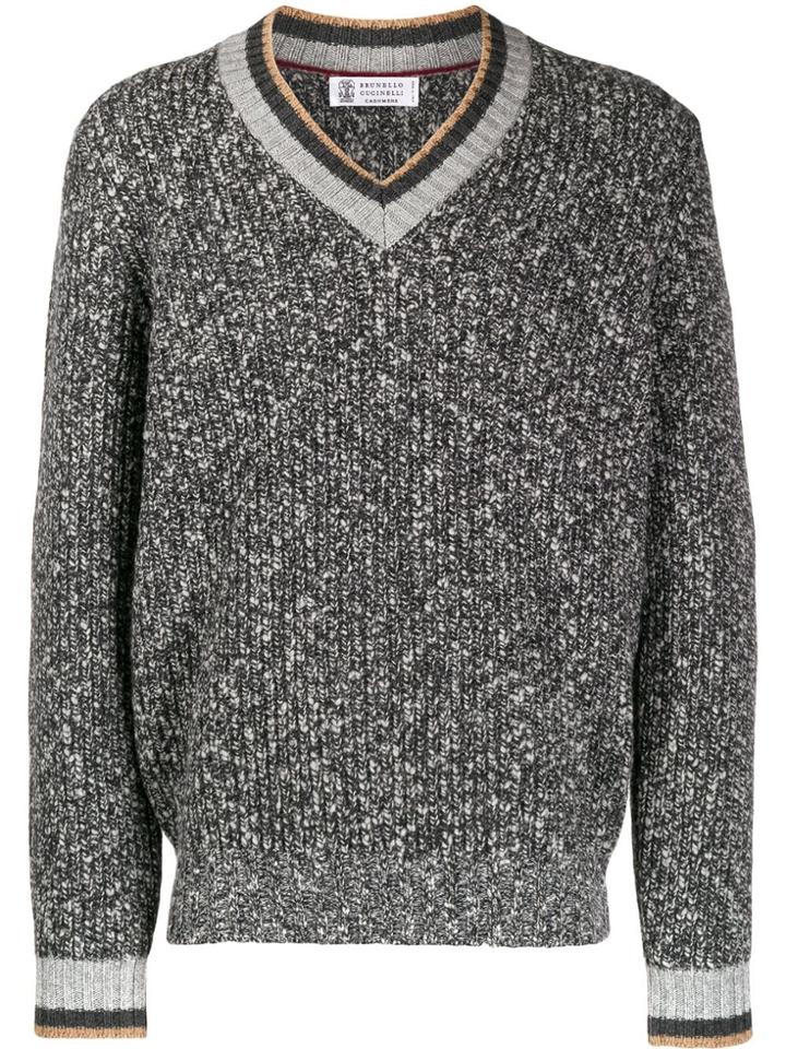 Brunello Cucinelli Long-sleeve Fitted Jumper - Grey