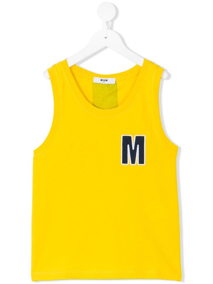 Msgm Kids - Chest Logo Tank Top - Kids - Cotton - 4 Yrs, Yellow/orange