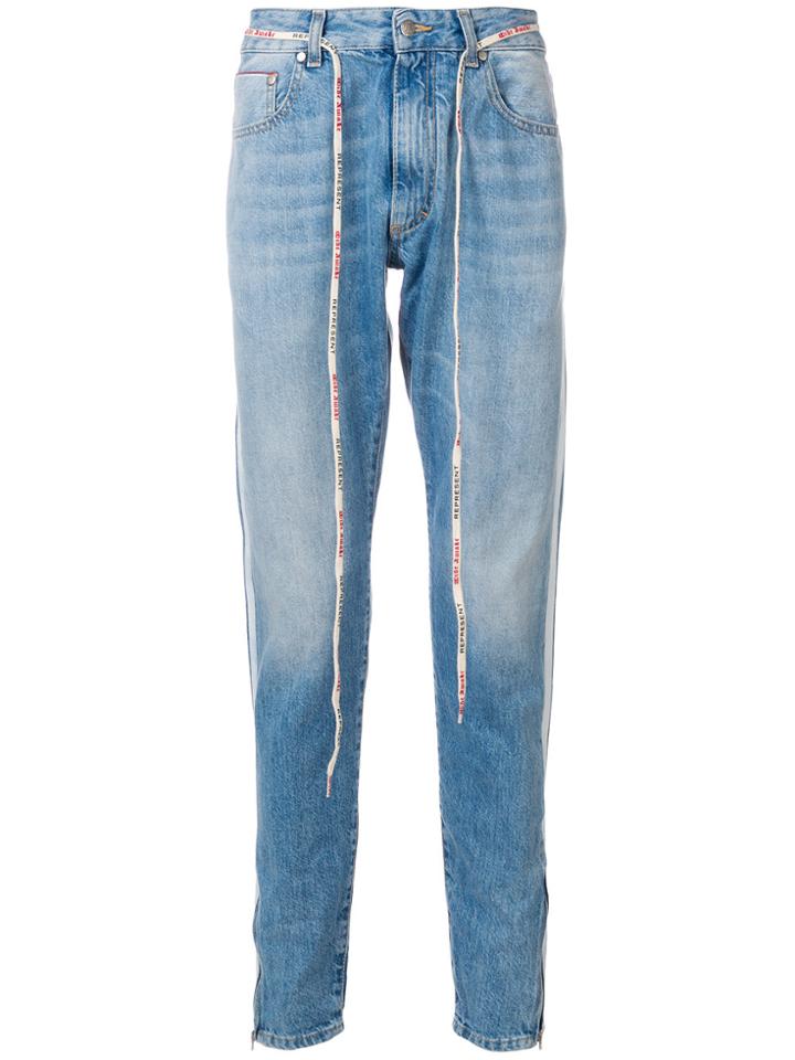 Represent Contrast Side Panel Slim Fit Jeans - Blue