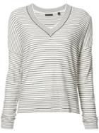 Atm Anthony Thomas Melillo - Striped V-neck Jumper - Women - Silk/cashmere/wool - M, Women's, White, Silk/cashmere/wool