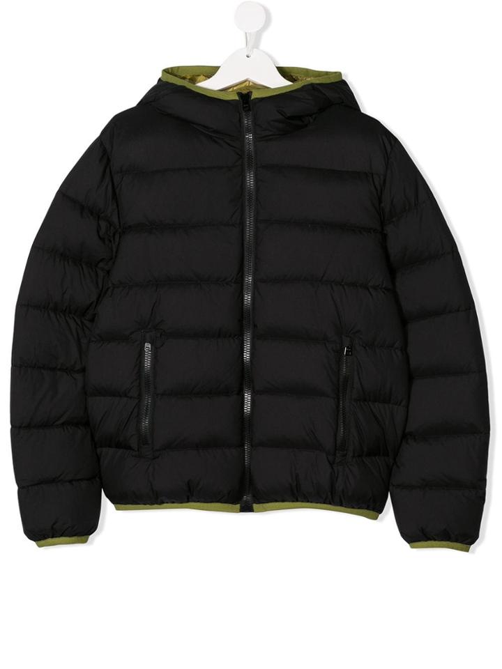 Herno Kids Teen Hooded Padded Jacket - Black