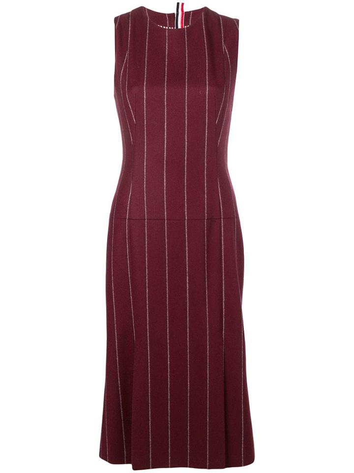 Thom Browne Shadow Stripe Flannel Pencil Dress - Red