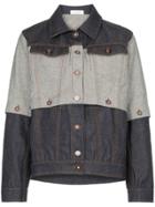 Delada Contrast Panel Denim Jacket - Blue