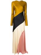 Layeur Diagonal Stripe Long Dress - Gold
