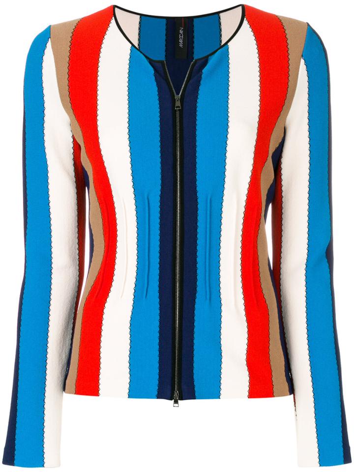 Marc Cain Striped Zip Cardigan - Blue