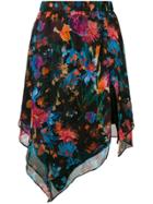 Iro Floral Print Asymmetric Skirt - Black