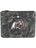 Givenchy Monkey Brothers Camouflage Clutch - Green