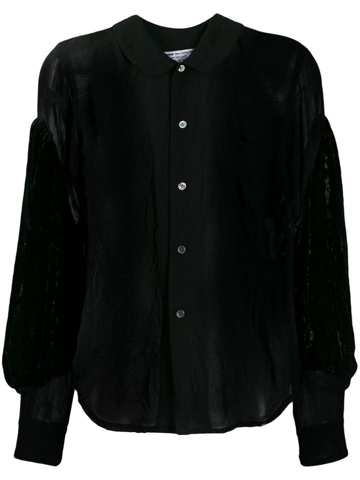 Comme Des Garçons Comme Des Garçons Sheer Velvet-sleeves Shirt - Black