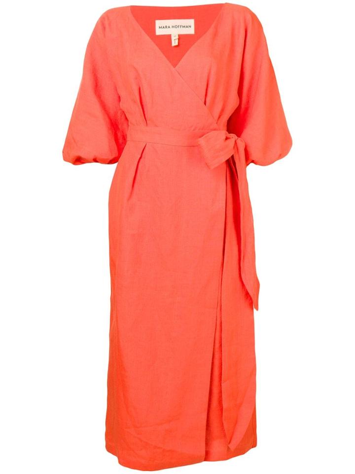 Mara Hoffman Puff Sleeves Wrap Dress - Orange