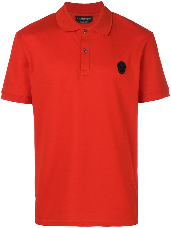 Alexander Mcqueen Embellished Skull Polo Shirt - Red