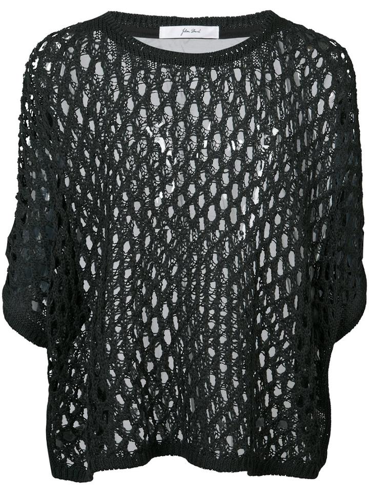 Julien David - Sheer Panel Knitted Top - Women - Silk/cotton/acrylic - One Size, Grey, Silk/cotton/acrylic