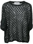 Julien David - Sheer Panel Knitted Top - Women - Silk/cotton/acrylic - One Size, Grey, Silk/cotton/acrylic