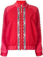 5 Progress Pearl Trim Bomber Jacket - Red
