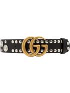 Gucci Studded Leather Belt With Double G Buckle - Black